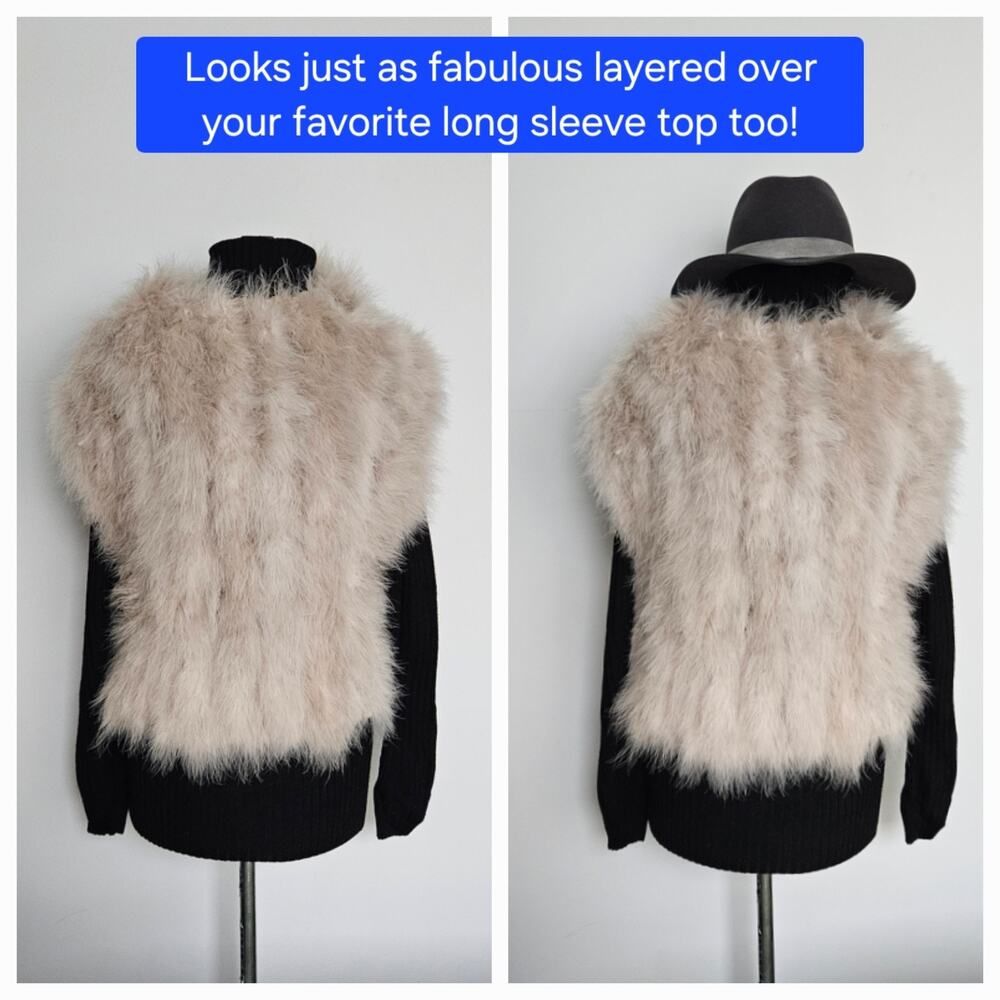 BRUNELLO CUCINELLI stunning! 100% cashmere & ostrich knit vest top $7,800 s/m - Picture 15 of 16